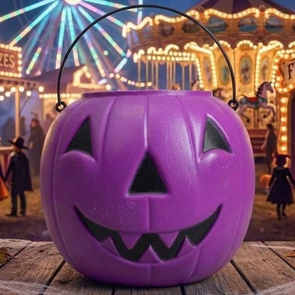 September 2011 General Foam Plastics Purple Pumpkin Jack o Lantern Blow Mold
